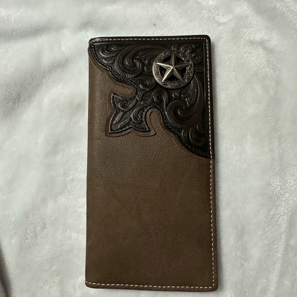 Montana West Brown Leather Wallet with Star Accent